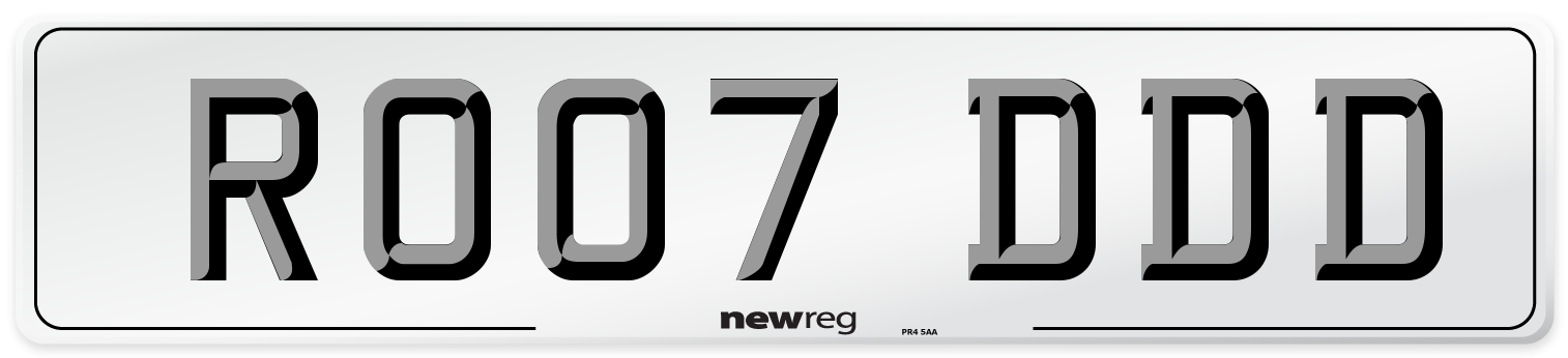 RO07 DDD Number Plate from New Reg